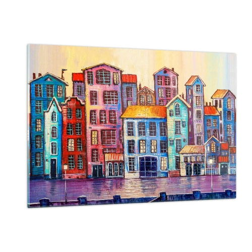 Quadro em vidro - Uma cidade como de um conto de fadas - 120x80 cm