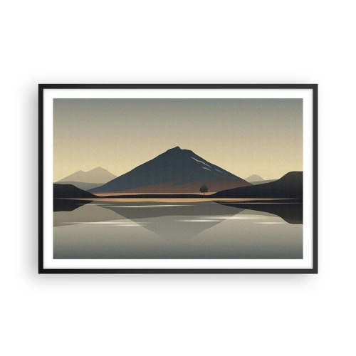 Pôster com moldura preta - Reflexo de espelho - 91x61 cm