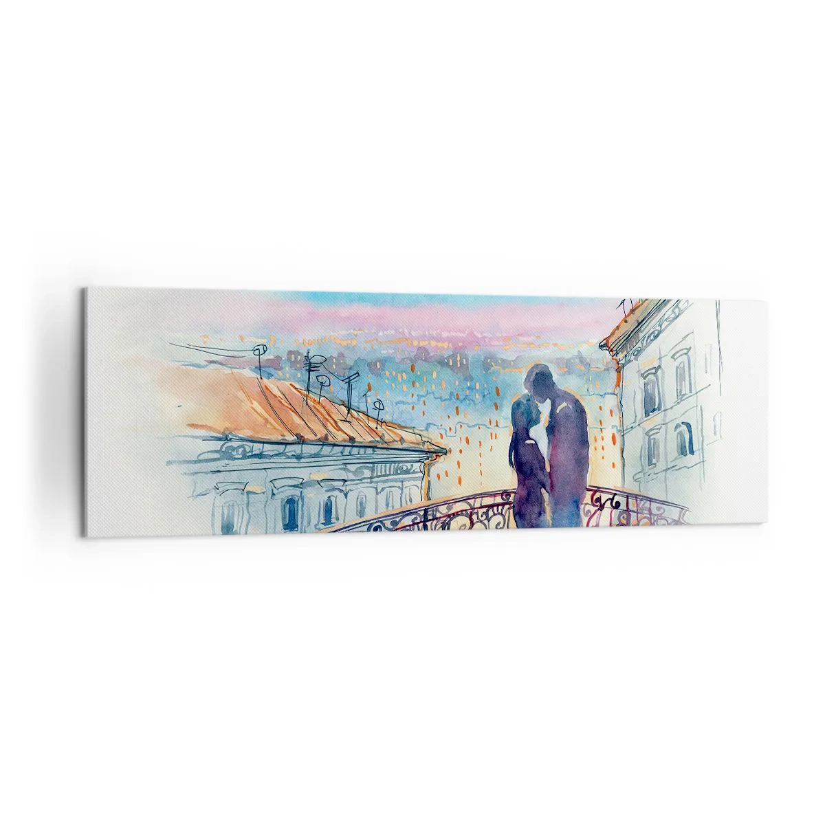 Quadro em tela - Amantes parisienses - 160x50 cm