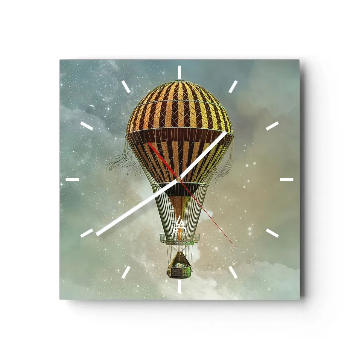 Relógio de parede - Relógio em vidro - Voos pioneiros - 30x30 cm