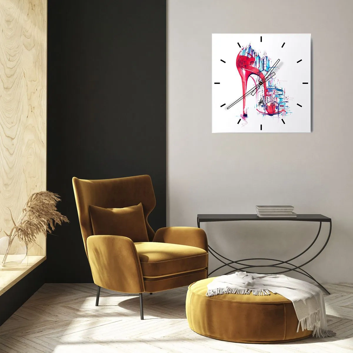 Relógio de parede - Relógio em vidro - Elegância metropolitana - 40x40 cm