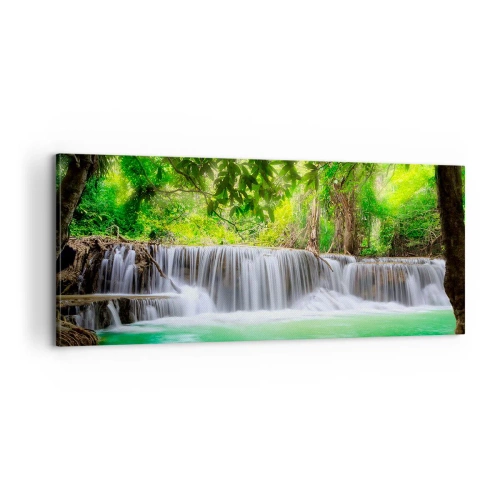 Quadro em tela - Cascata verde - 100x40 cm