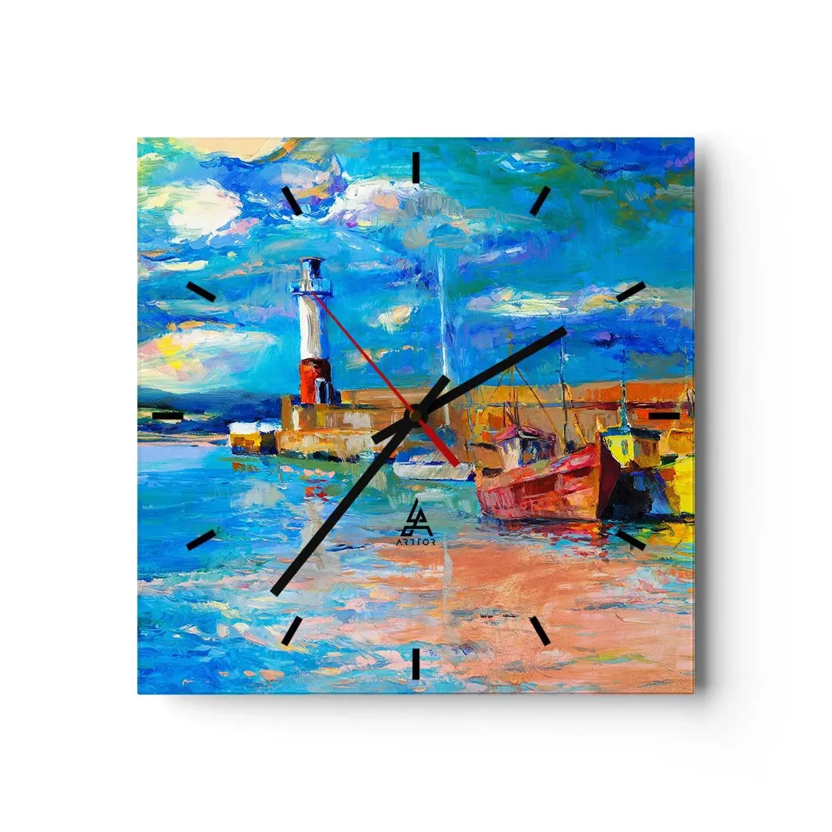 Relógio de parede - Relógio em vidro - Tarde na baía do arco-íris - 30x30 cm