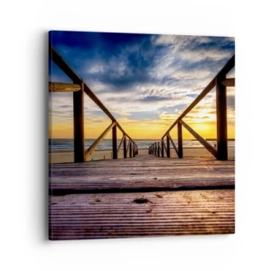 Quadro em tela - Direto para a praia tranquila ao pôr do sol - 40x40 cm
