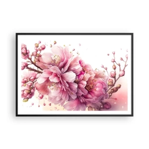 Pôster com moldura preta - Flor de cerejeira - 100x70 cm