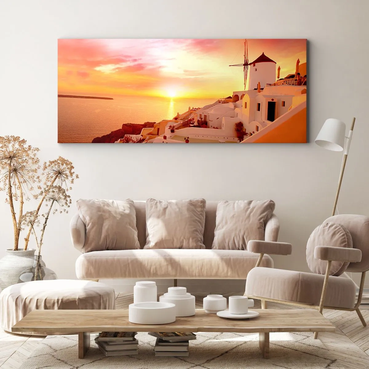 Quadro em tela - Derreter em branco e ouro - 100x40 cm