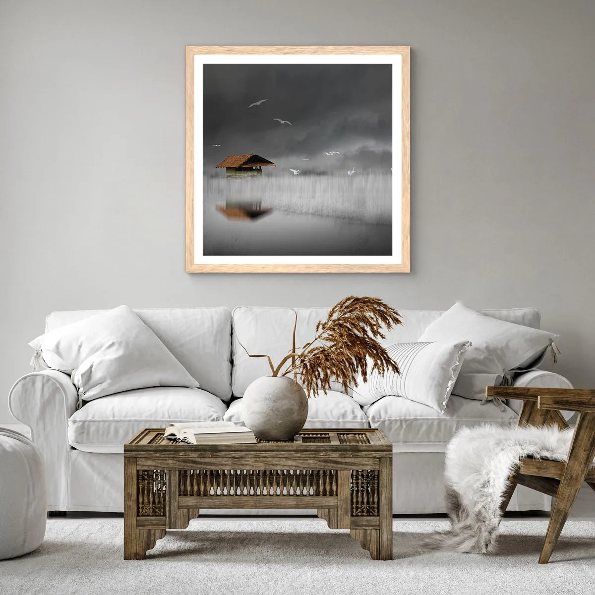 Pôster com moldura de carvalho claro - Abrigo da chuva - 60x60 cm