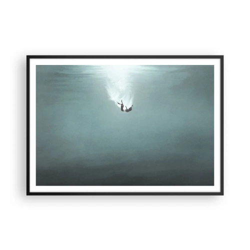 Pôster com moldura preta - Nos braços do oceano - 100x70 cm