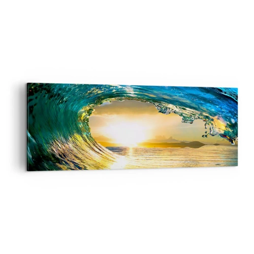 Quadro em tela - Em cristal esmeralda dourado - 140x50 cm