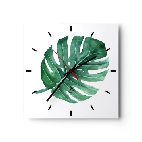 Relógio de parede - Relógio em vidro - Conceito verde - 30x30 cm
