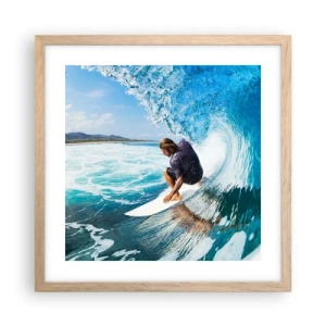 Pôster com moldura de carvalho claro - Dançando com as ondas - 40x40 cm