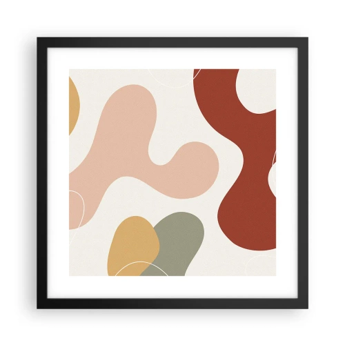 Pôster com moldura preta - Ziguezagues ornamentais - 40x40 cm