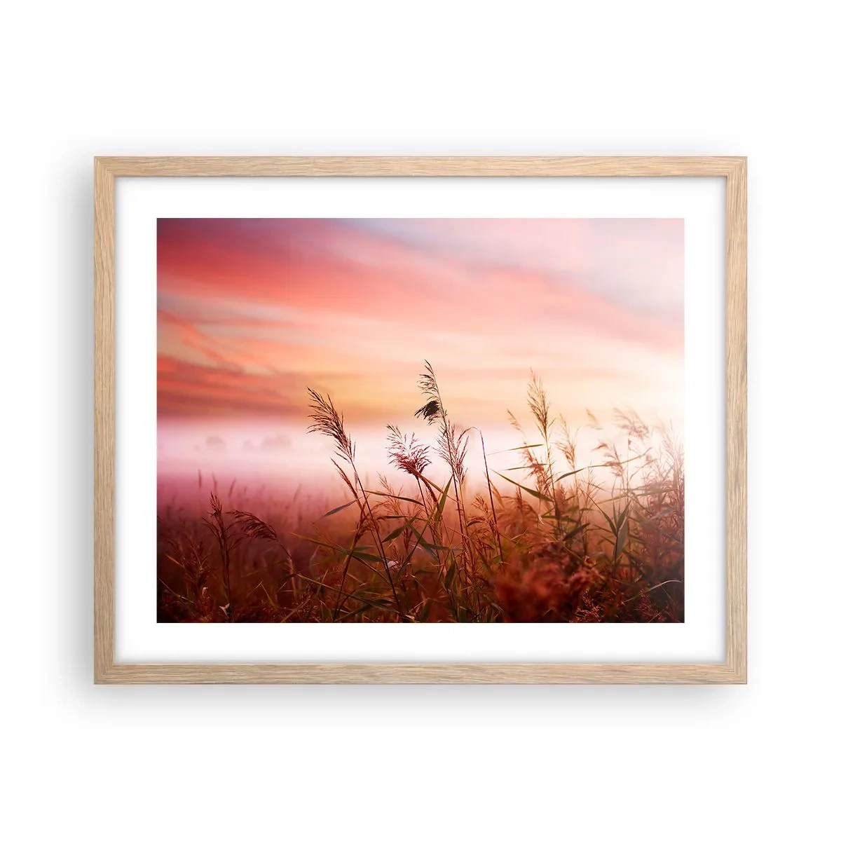 Pôster com moldura de carvalho claro - Papagaios, balões, vento - 50x40 cm