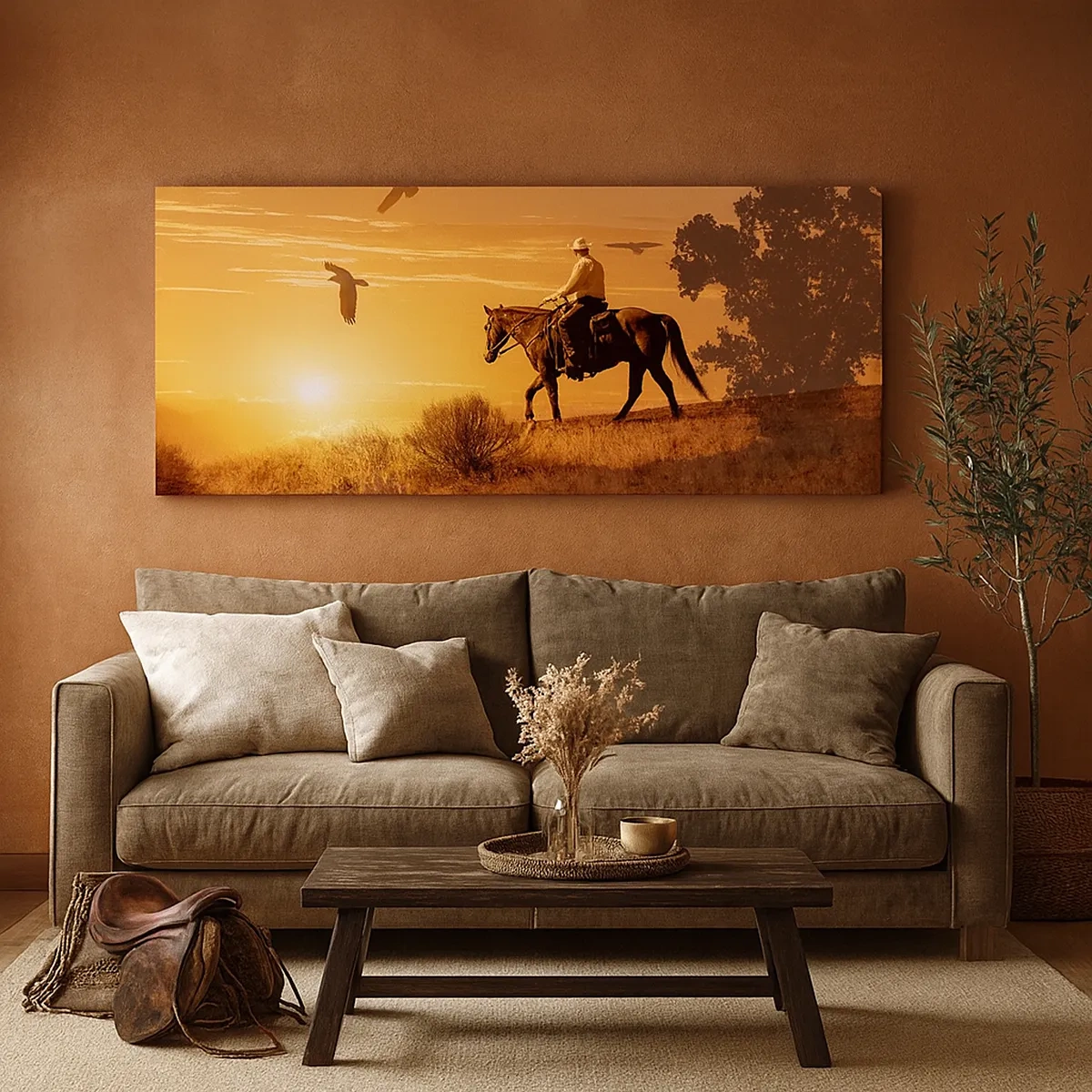 Quadro em tela - Sozinho em toda a pradaria - 30x30 cm