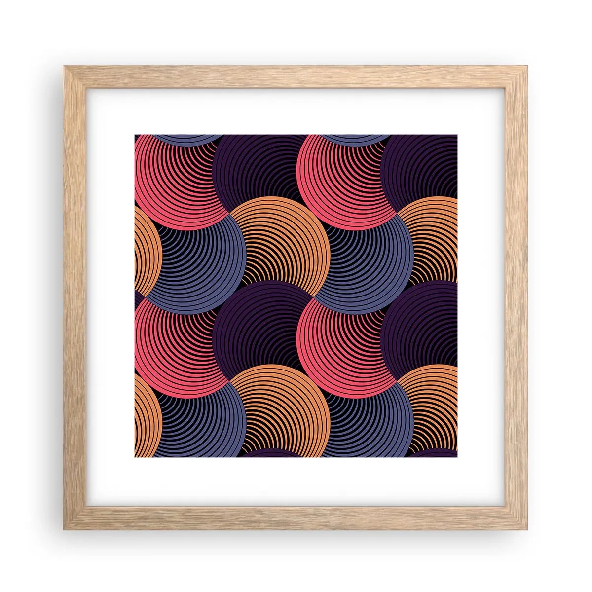 Pôster com moldura de carvalho claro - Num ritmo circular - 30x30 cm