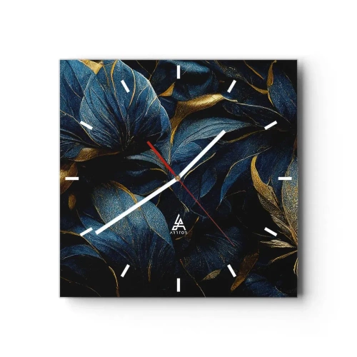 Relógio de parede - Relógio em vidro - Forrado com ouro - 40x40 cm