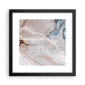 Pôster com moldura preta - Meandros azuis sob branco - 30x30 cm