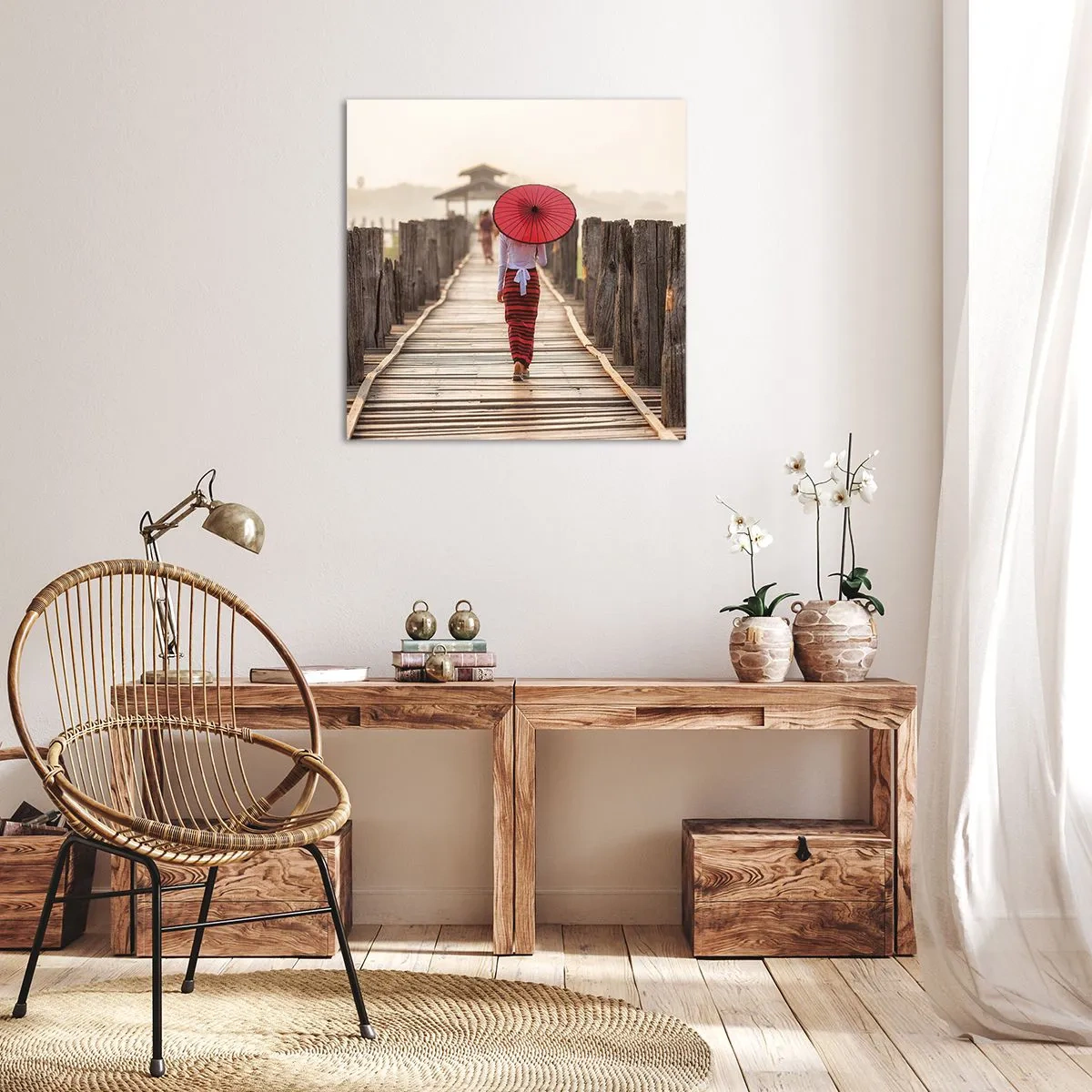 Quadro em tela - Na ponte velha - 70x70 cm