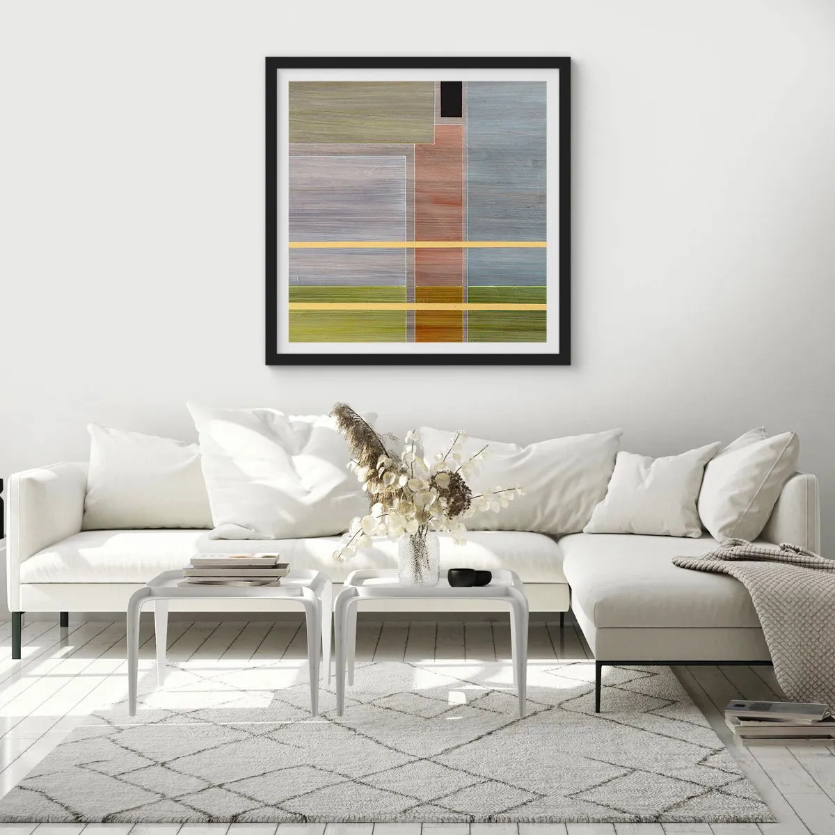 Pôster com moldura preta - Simples e calmo - 60x60 cm