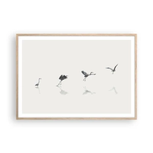 Pôster com moldura de carvalho claro - Quatro passos simples - 100x70 cm