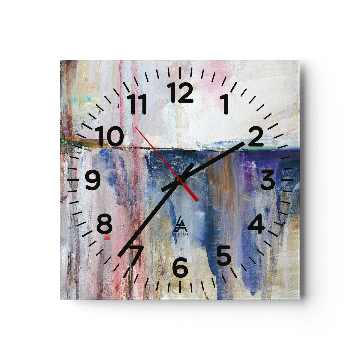 Relógio de parede - Relógio em vidro - Impressões coloridas e associações - 30x30 cm