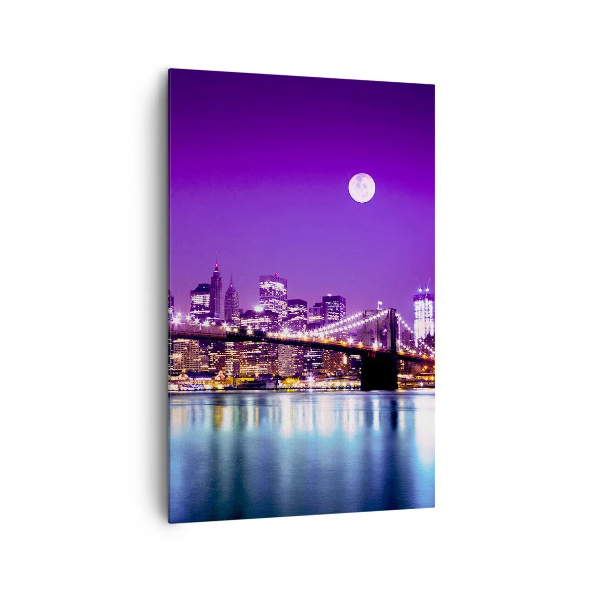 Quadro em tela - Luzes de uma grande cidade em roxo - 80x120 cm