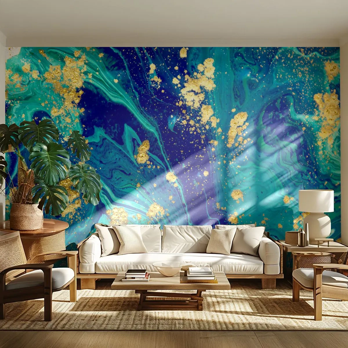 Papel de Parede Premium Sand - Flocos de sol - Abstração, Pedaço, Gráficos - 100x70 cm