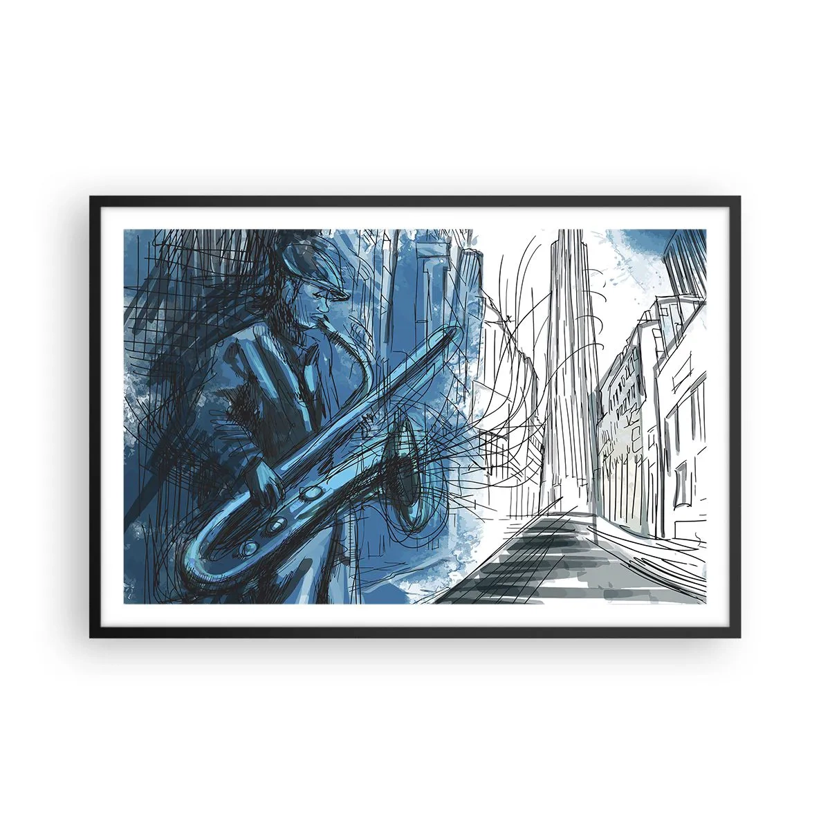 Pôster com moldura preta - Rapsódia Urbana - 91x61 cm