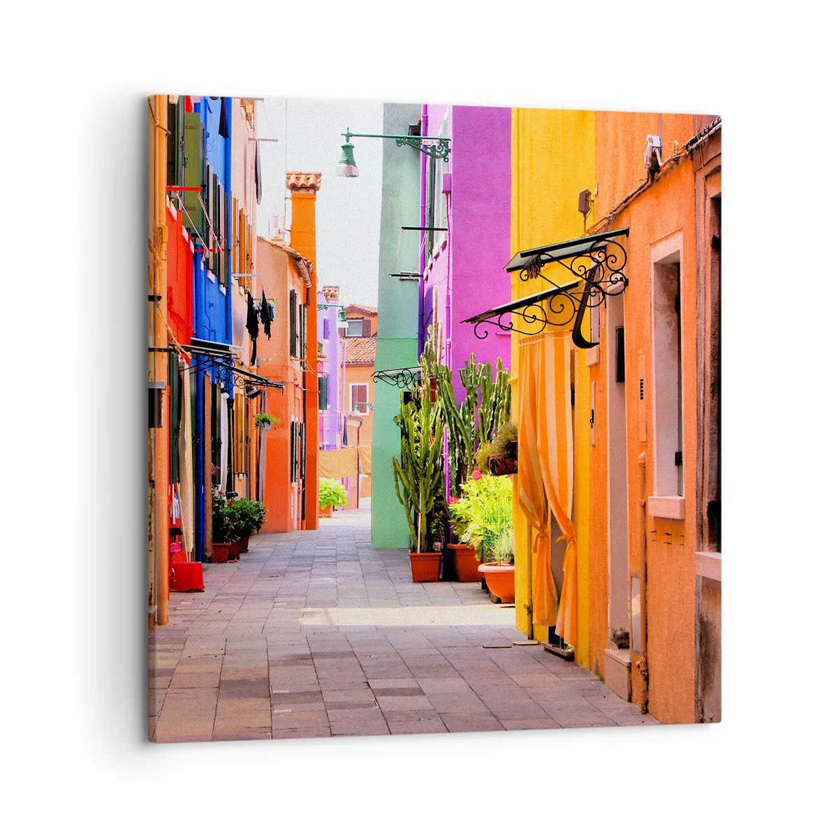 Quadro em tela - Beco arco-íris - 50x50 cm