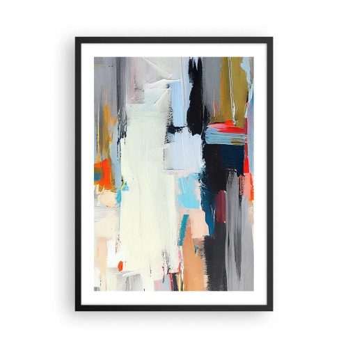 Pôster com moldura preta - Composição de cores abstratas em estilo expressivo - 50x70cm - Há um método? - Decoração de parede moderna para a sala de estar e quarto ARTTOR