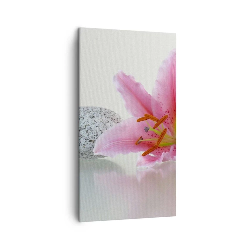 Quadro em tela - Estudo em rosa, cinza e branco - 45x80 cm