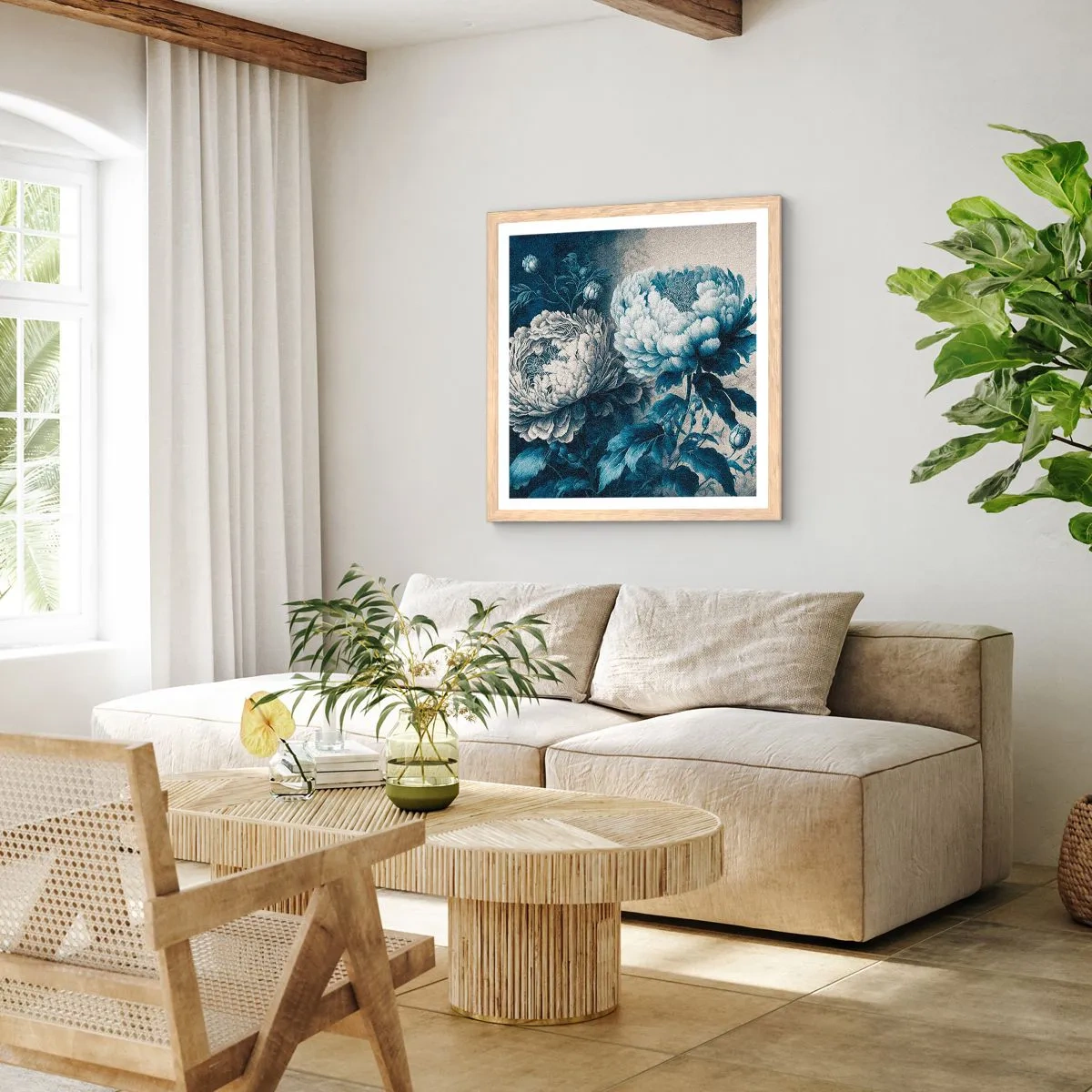 Pôster com moldura de carvalho claro - Casal que combina - 60x60 cm