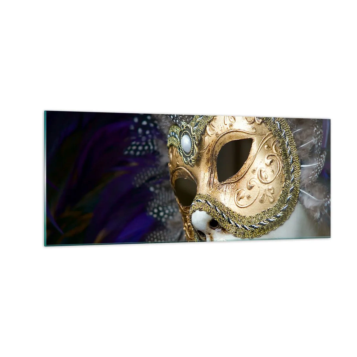 Quadro em vidro - Retrato veneziano em ouro - 100x40 cm