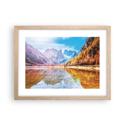 Pôster com moldura de carvalho claro - E nas montanhas é outono - 40x30 cm