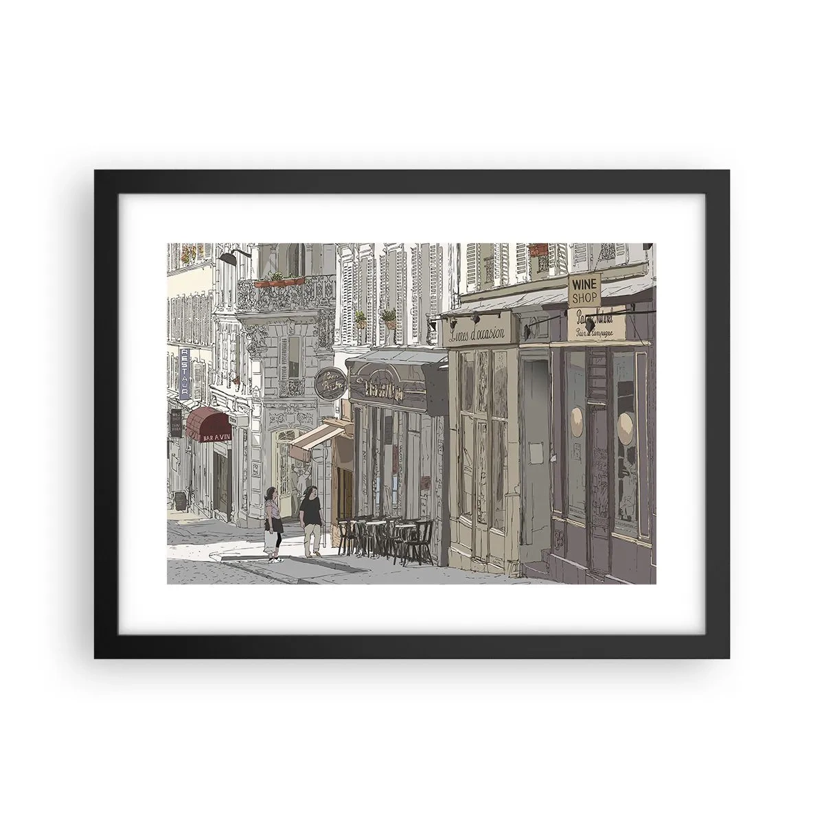 Pôster com moldura preta - Alegrias urbanas - 40x30 cm