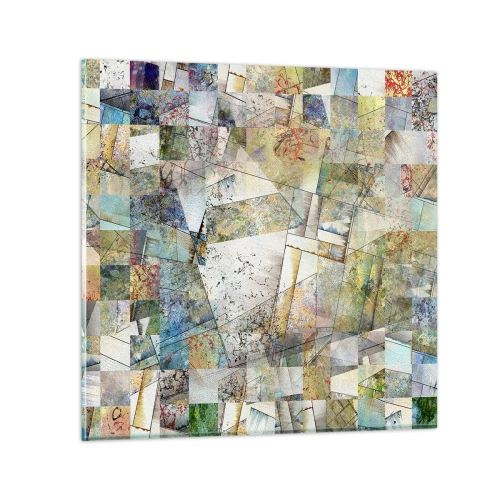 Quadro em vidro - Embaralhamento geométrico - 50x50 cm