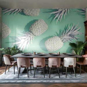 Papel de Parede Standard Eco - Vão muito bem com a hortelã - Abstração, Abacaxi, Pedaço - 350x256 cm