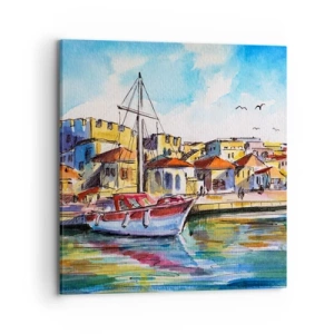 Quadro em tela - Tarde de arco-íris - 70x70 cm