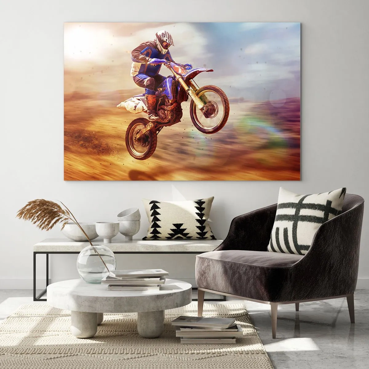 Quadro em vidro - Vertigem da motocicleta - 100x70 cm
