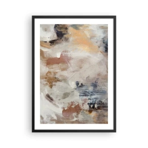 Pôster com moldura preta - Uma composição abstrata em cores quentes e terrosas. - 50x70cm - Abstração enevoada - Decoração de parede moderna para a sala de estar e quarto ARTTOR
