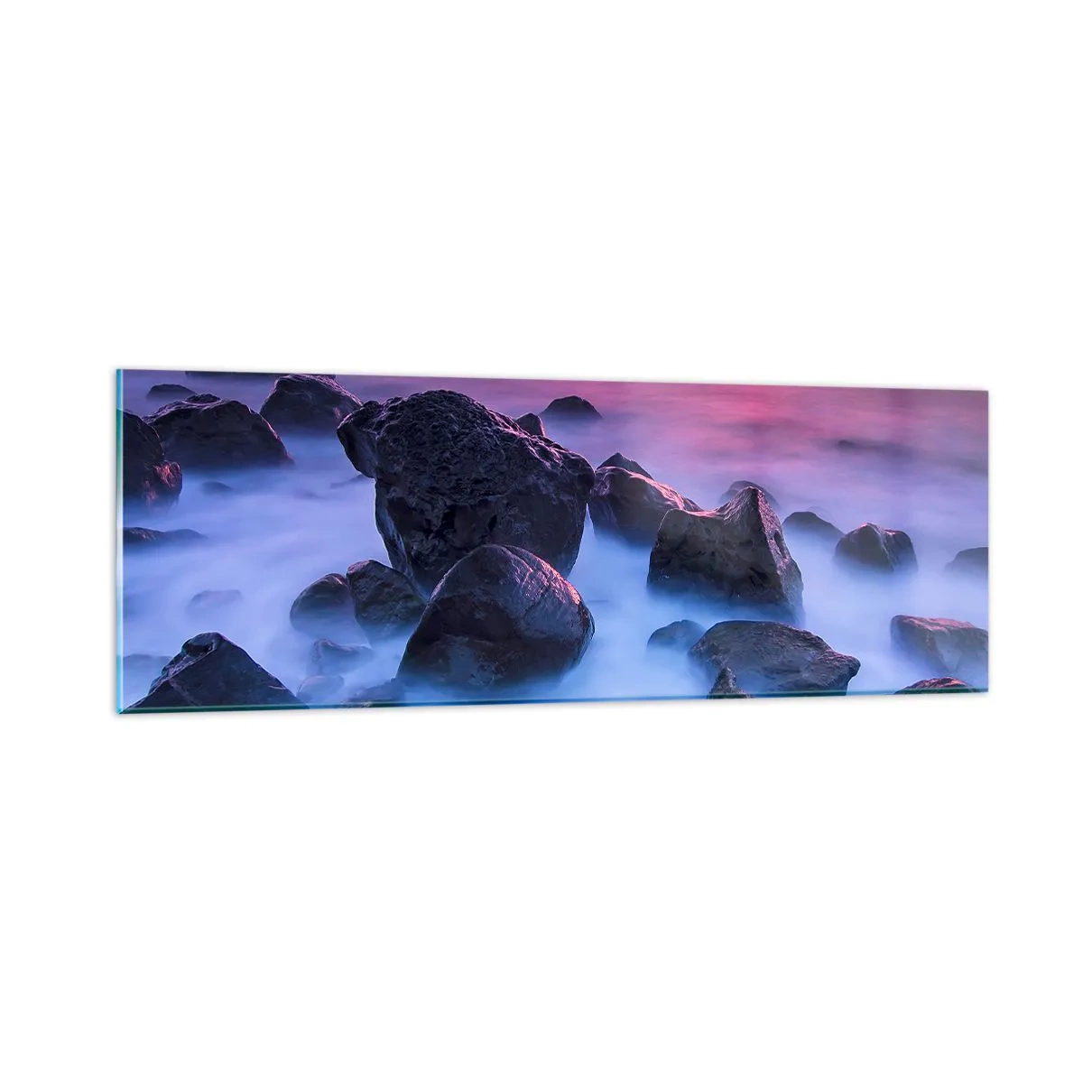 Quadro em vidro - Nascimento em brilho e nevoeiro - 90x30 cm