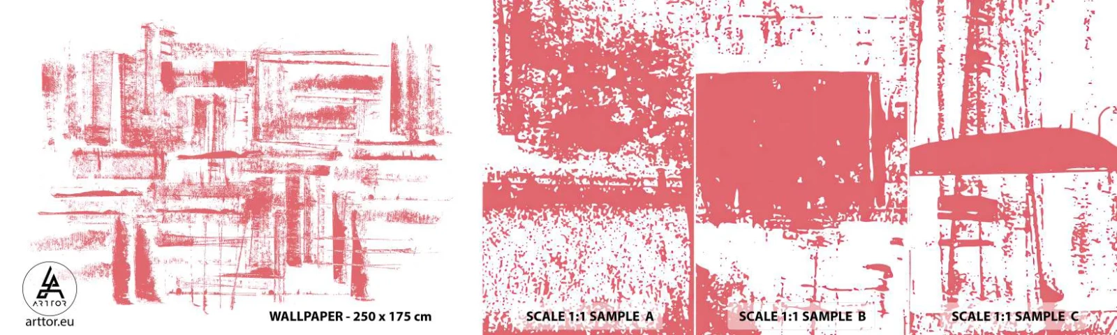 Amostra de Papel de Parede Standard Eco - Cidade Vermelha - Abstração, Gráficos, Pintura - 100x30 cm