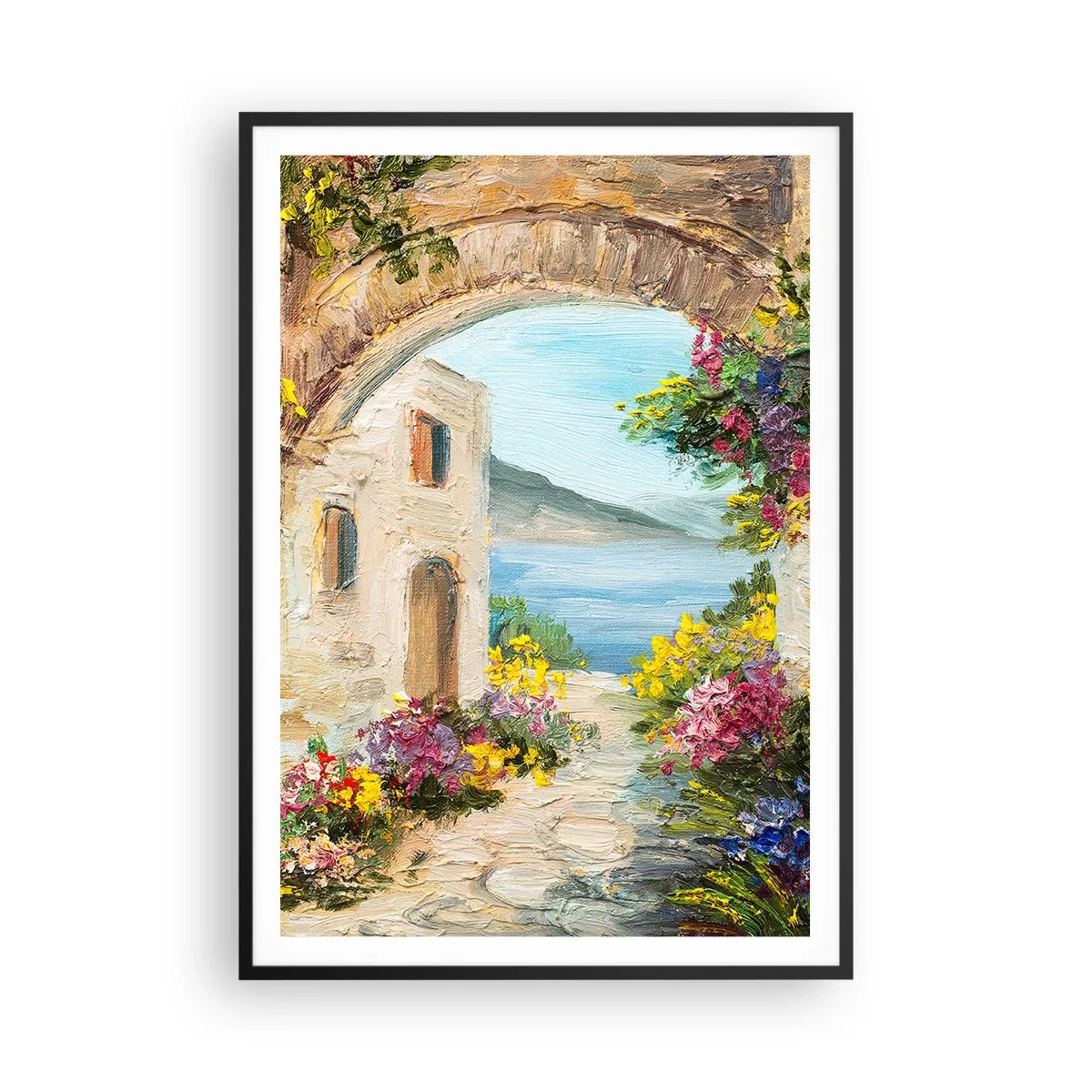 Pôster com moldura preta - O encanto da província costeira - 70x100 cm