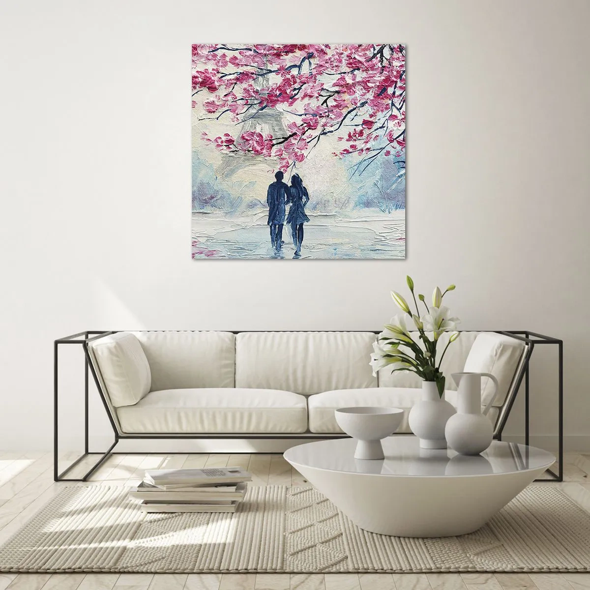 Quadro em vidro - Passeio romântico - 30x30 cm