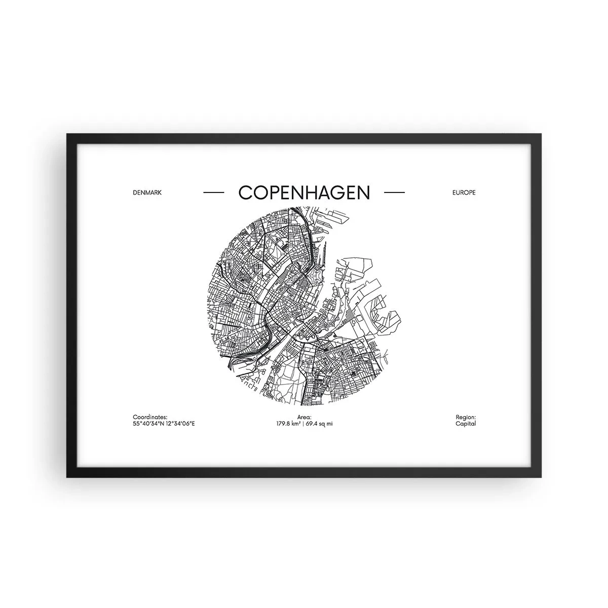 Pôster com moldura preta - Anatomia de Copenhague - 70x50 cm