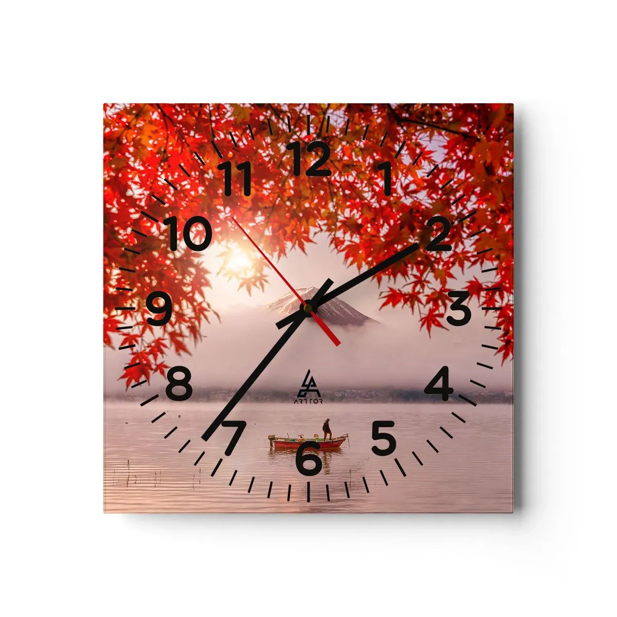 Relógio de parede - Relógio em vidro - No clima japonês - 30x30 cm