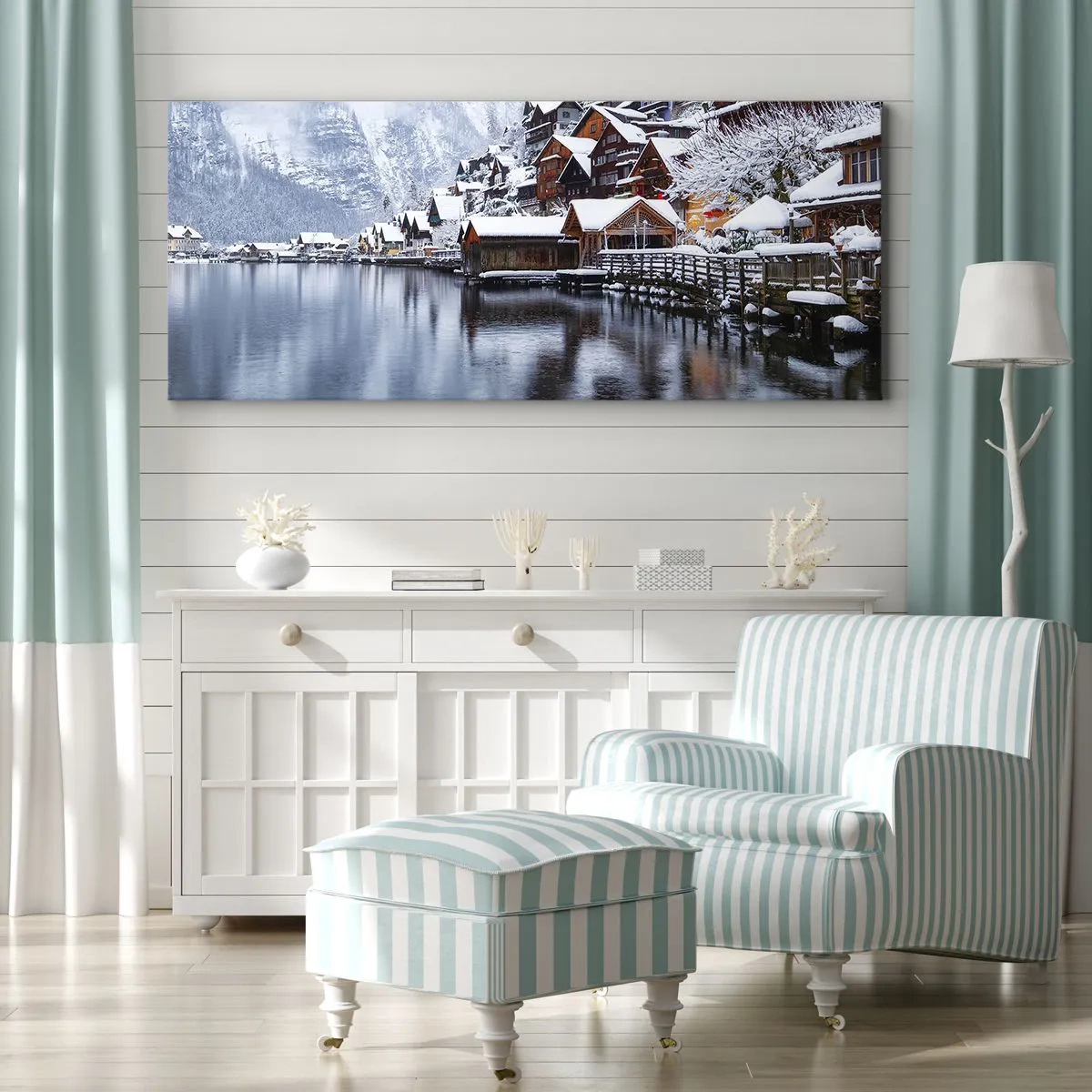 Quadro em tela - Na decoração de inverno - 140x50 cm