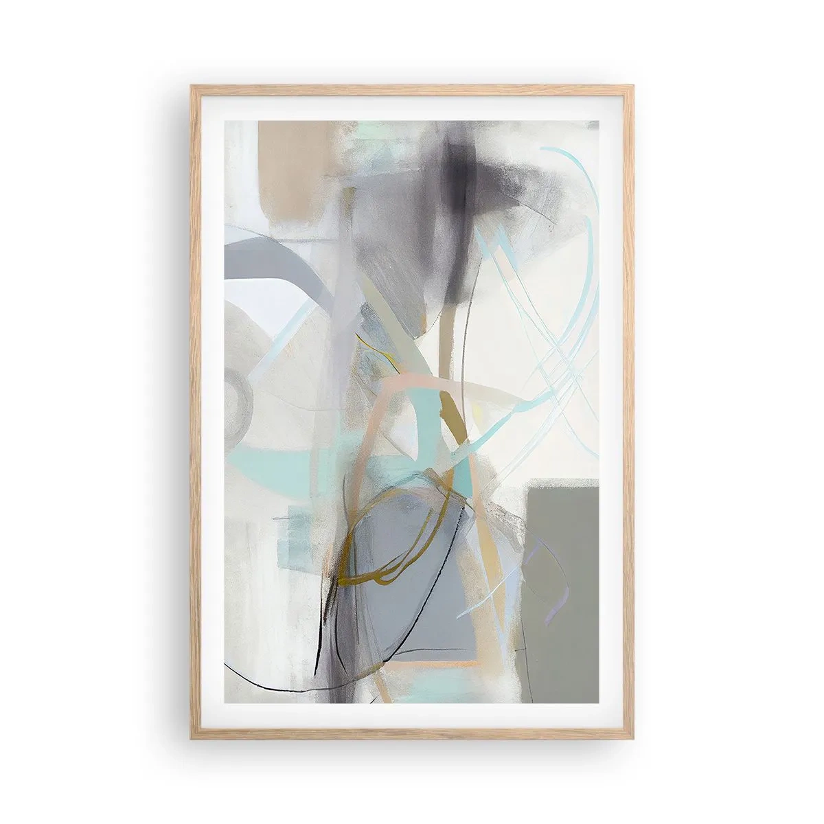 Pôster com moldura de carvalho claro - Abstração enevoada - 61x91 cm