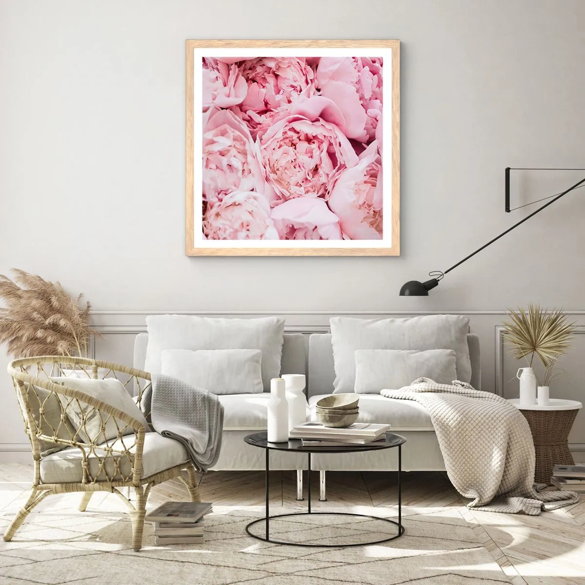 Pôster com moldura de carvalho claro - Aconchego e perfume - 40x40 cm