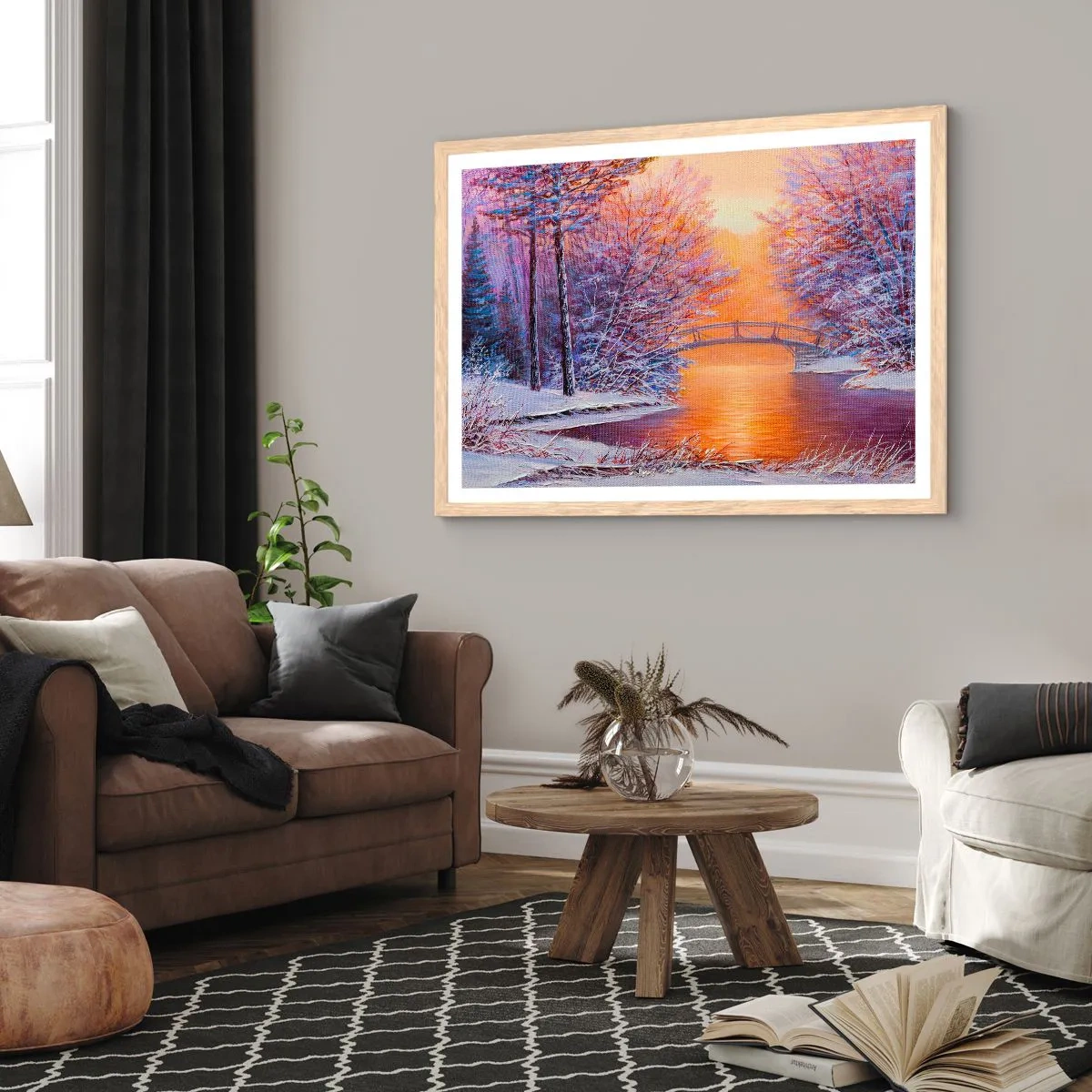 Pôster com moldura de carvalho claro - Vamos nos encontrar aqui - 50x40 cm